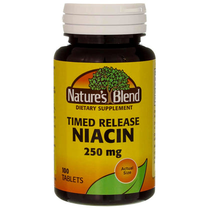 Nature's Blend Niacin Timed Release 250 mg – 100 Tabs | Gluten Free