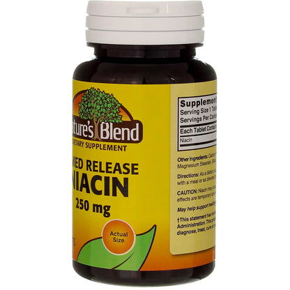Nature's Blend Niacin Timed Release 250 mg – 100 Tabs | Gluten Free