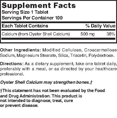 Nature's Blend Oyster Shell Calcium 500 mg - 100 Tabs (1683)