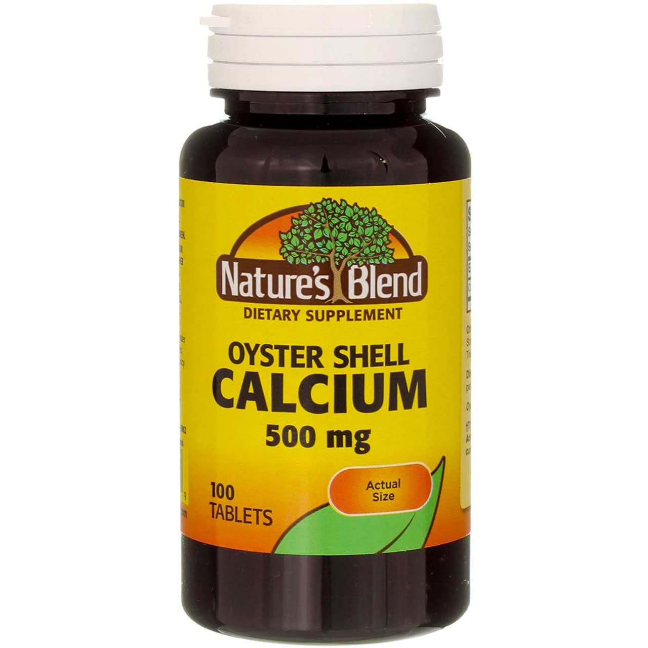 Nature's Blend Oyster Shell Calcium 500 mg Tablets – 100 Count, Pack of 2 | Calcium Supplement for Adults
