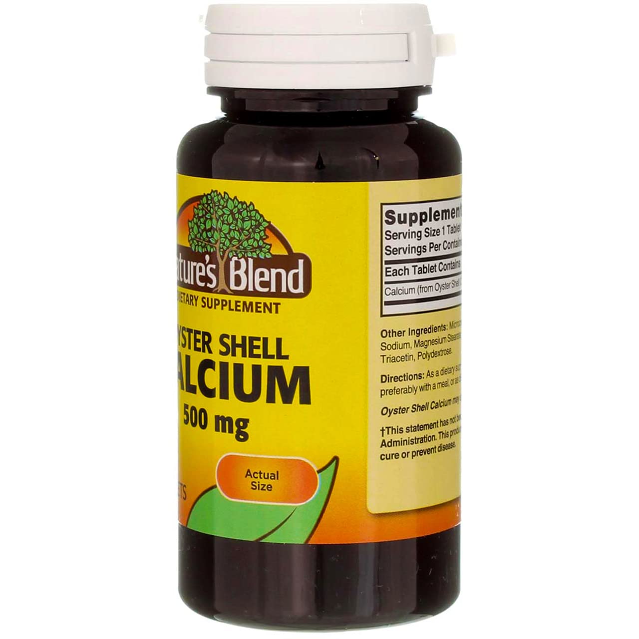 Nature's Blend Oyster Shell Calcium 500 mg Tablets – 100 Count, Pack of 2 | Calcium Supplement for Adults