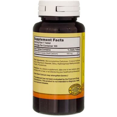 Nature's Blend Oyster Shell Calcium 500 mg Tablets – 100 Count, Pack of 2 | Calcium Supplement for Adults