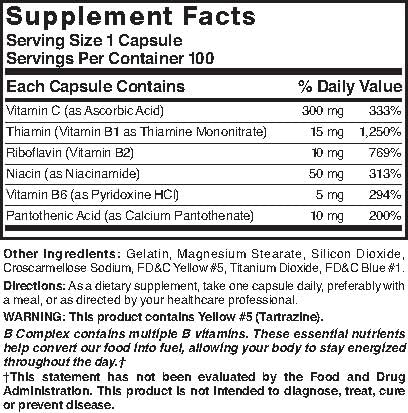 Nature's Blend Super B with C - 100 Capsules | Vitamin B & Vitamin C