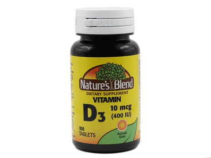 Nature's Blend Vitamin D 400 IU - 100 Tablets | Supports Bone Health