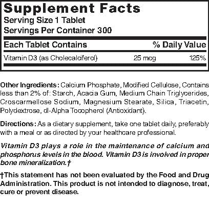 Nature's Blend Vitamin D3 1000 IU – 300 Tablets | Vitamin D3 Supplement