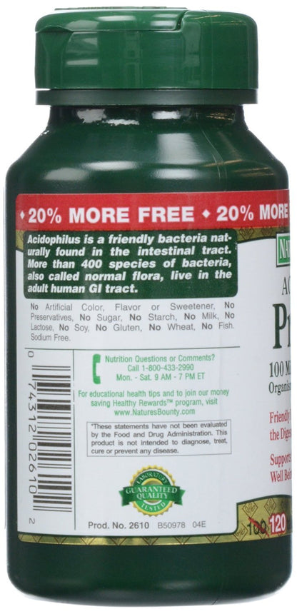Nature's Bounty Acidophilus Probiotic – 360 Tablets (3 x 120 Count Bottles)