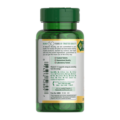 Nature's Bounty Vitamin B12 1000 mcg – Supports Energy Metabolism, 200 Count