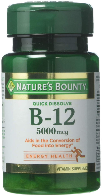 Nature's Bounty Vitamin B-12 5000 mcg | 40 Quick Dissolve Tablets (Pack of 3)