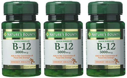 Nature's Bounty Vitamin B-12 5000 mcg | 40 Quick Dissolve Tablets (Pack of 3)