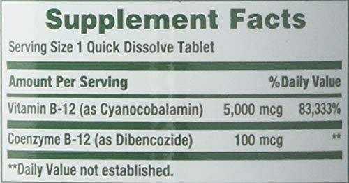 Nature's Bounty Vitamin B-12 5000 mcg | 40 Quick Dissolve Tablets (Pack of 3)