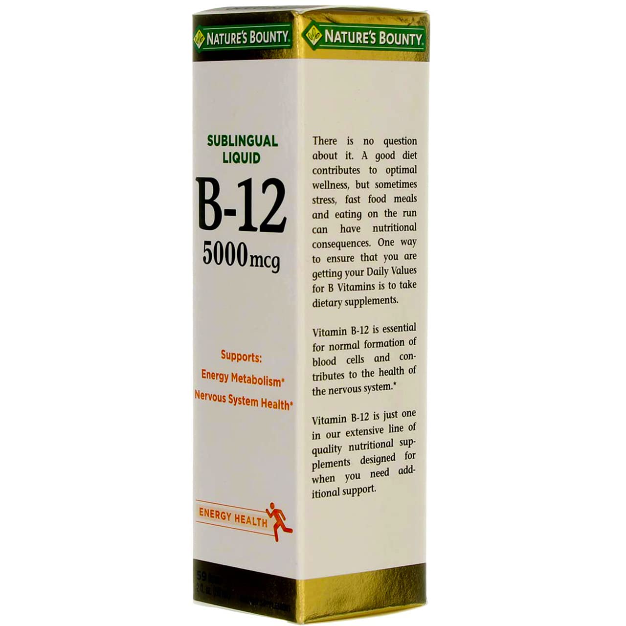 Nature's Bounty B-12 5000 mcg Sublingual Liquid – Energy & Nervous System Support, 4-Pack
