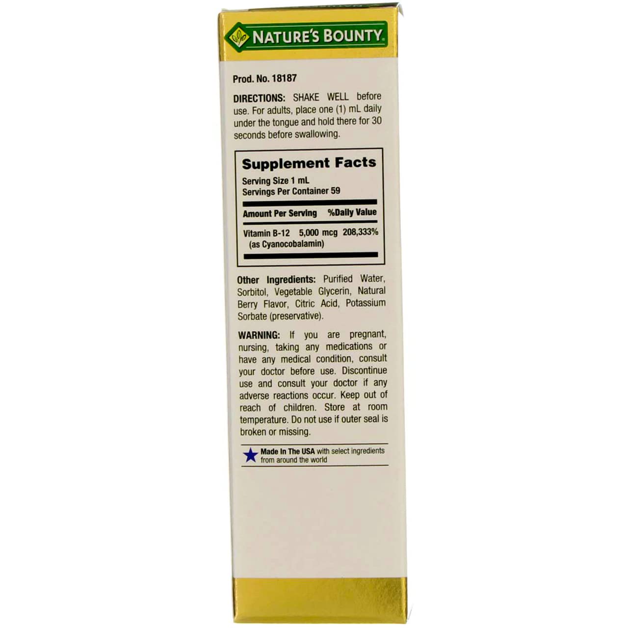 Nature's Bounty B-12 5000 mcg Sublingual Liquid – Energy Support, 2 oz (Pack of 2)