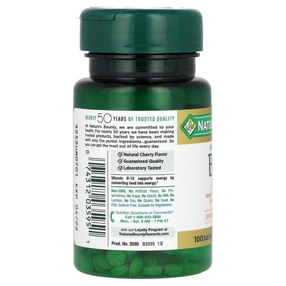 Nature's Bounty Vitamin B-12 500 mcg – 4 Pack (100 ea) | Vegetarian, Non-GMO