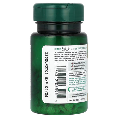 Nature's Bounty Vitamin B-12 500 mcg – 4 Pack (100 ea) | Vegetarian, Non-GMO