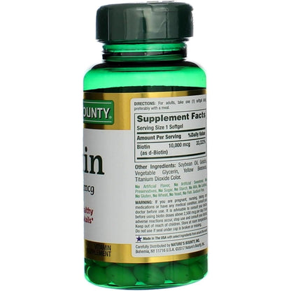 Nature's Bounty Biotin 10000 mcg – Ultra Strength Softgels (Pack of 2)