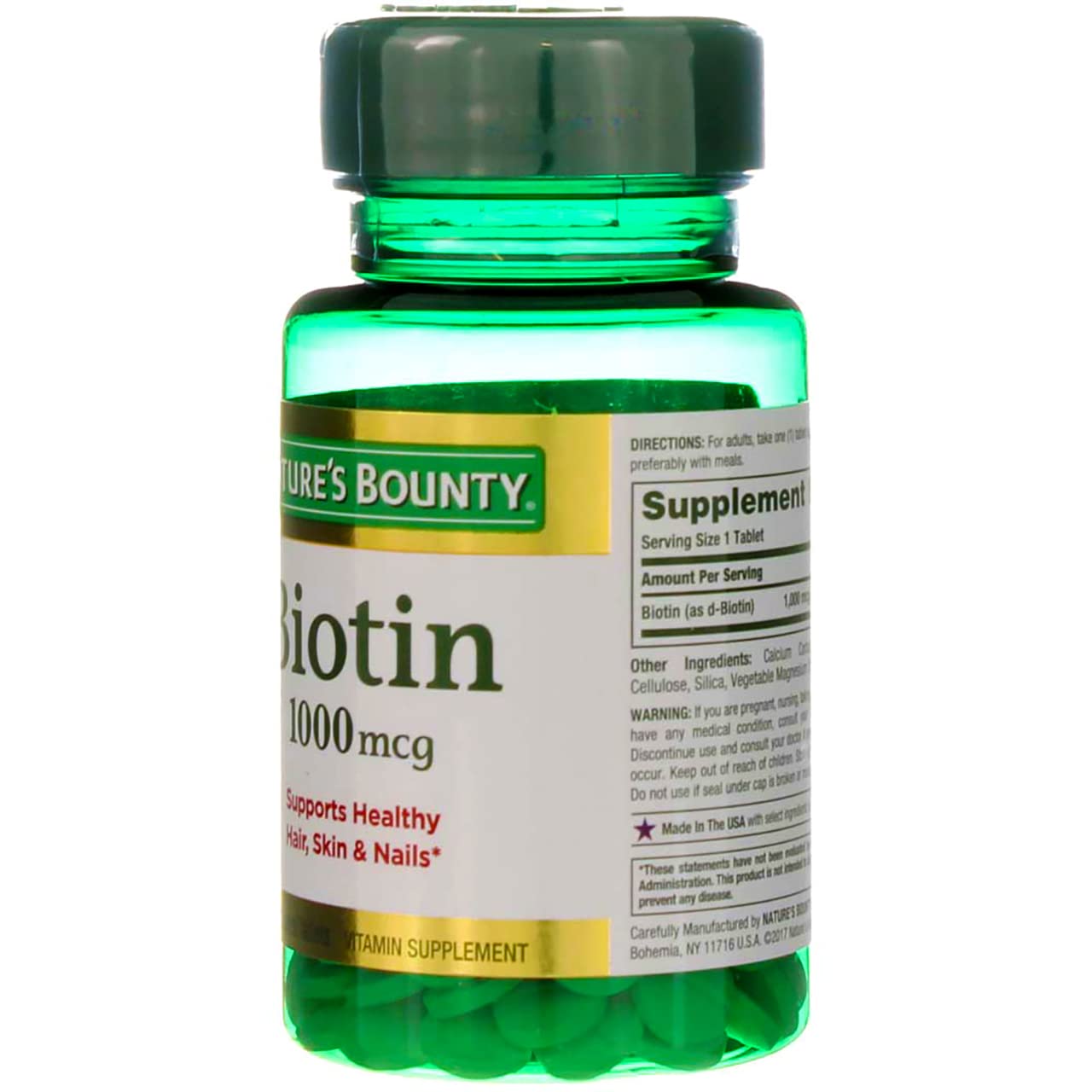 Nature's Bounty Biotin 1000 mcg Coated Tablets – 100 Count (1 Pack)