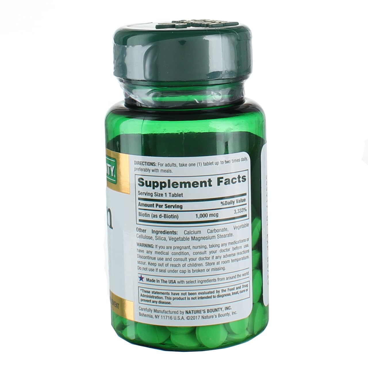 Nature's Bounty Biotin 1000 mcg Tablets - 200 ea Pack (2 Bottles)