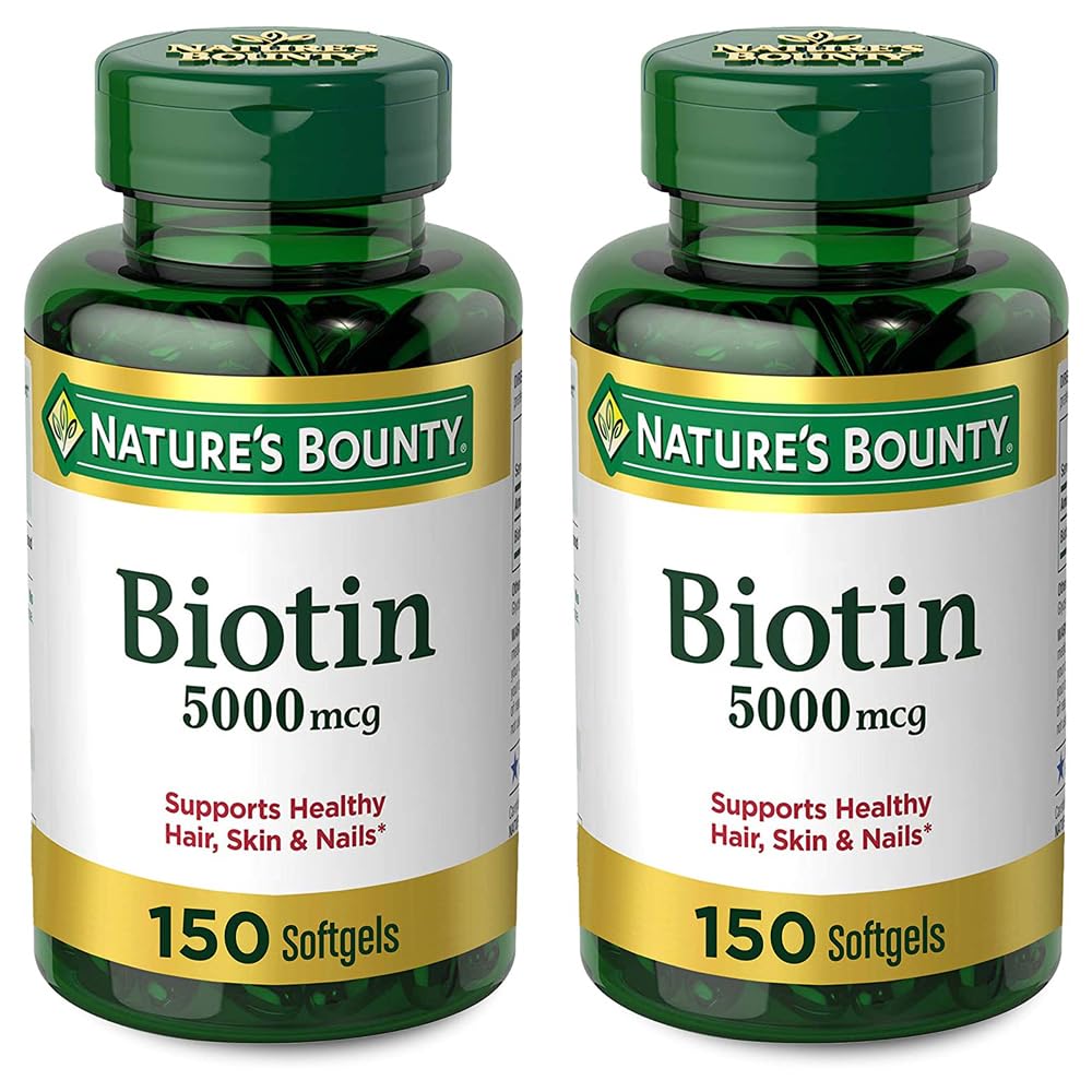 Set of 2 Nature's Bounty Biotin 5000 mcg, 150 Softgels