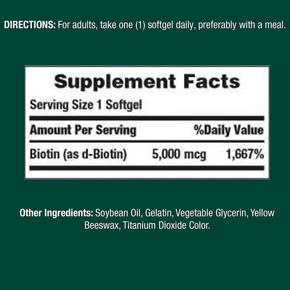 Set of 2 Nature's Bounty Biotin 5000 mcg, 150 Softgels