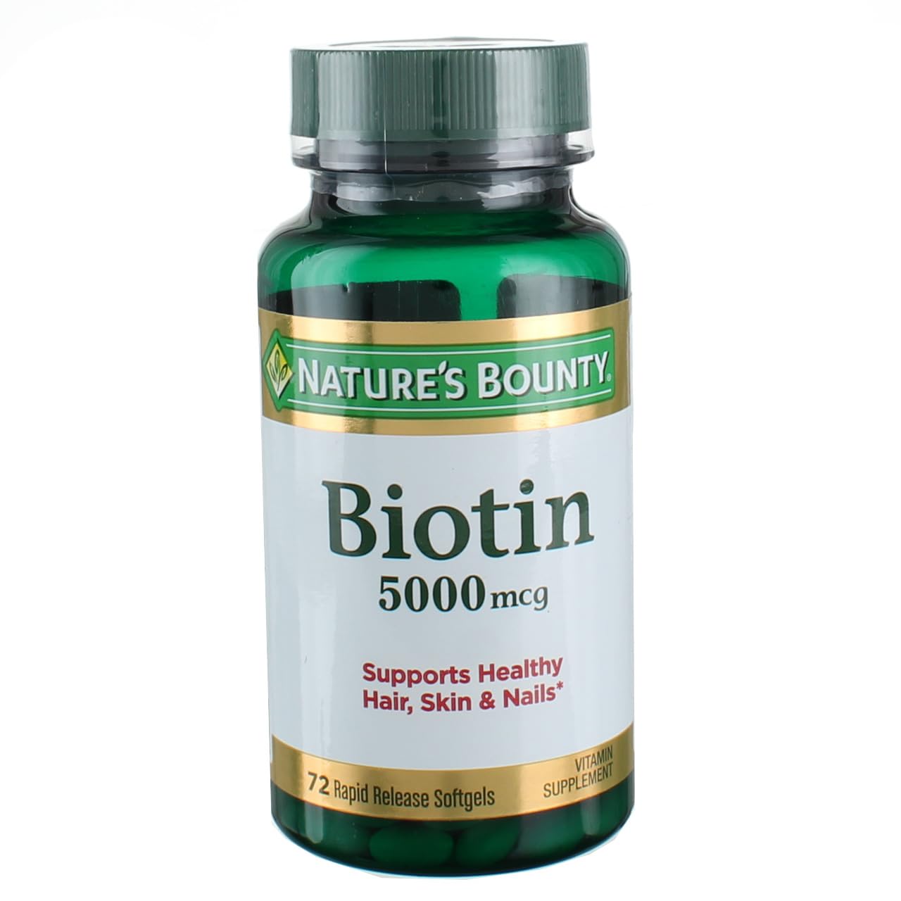 Nature's Bounty Biotin 5000 mcg Liquid Softgels – Pack of 3 (72 ea)