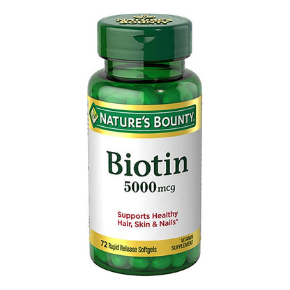 Nature's Bounty Biotin 5000 mcg Liquid Softgels – Pack of 3 (72 ea)