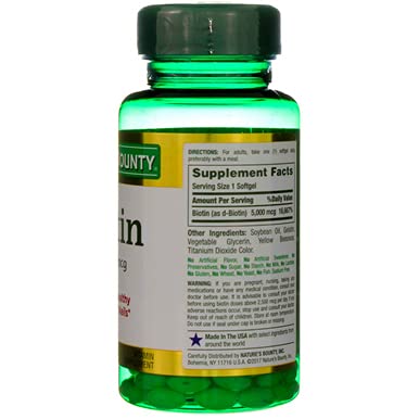 Nature's Bounty Biotin 5000 mcg Liquid Softgels – Pack of 3 (72 ea)