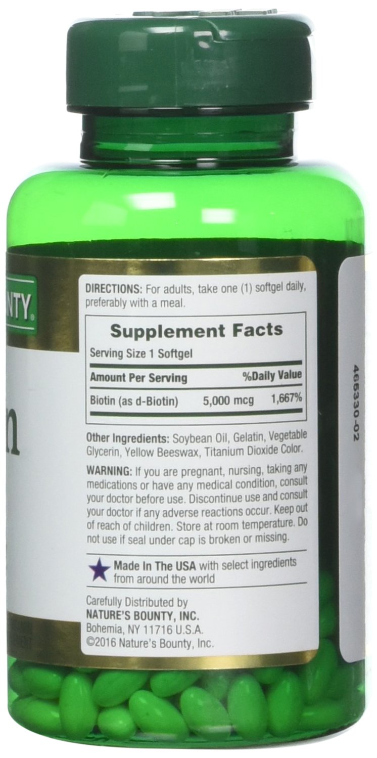 Nature's Bounty Biotin 5000 mcg — 60 Quick Dissolve Tablets (Pack of 2)