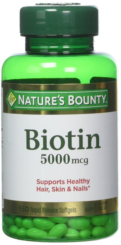 Nature's Bounty Biotin 5000 mcg — 60 Quick Dissolve Tablets (Pack of 2)