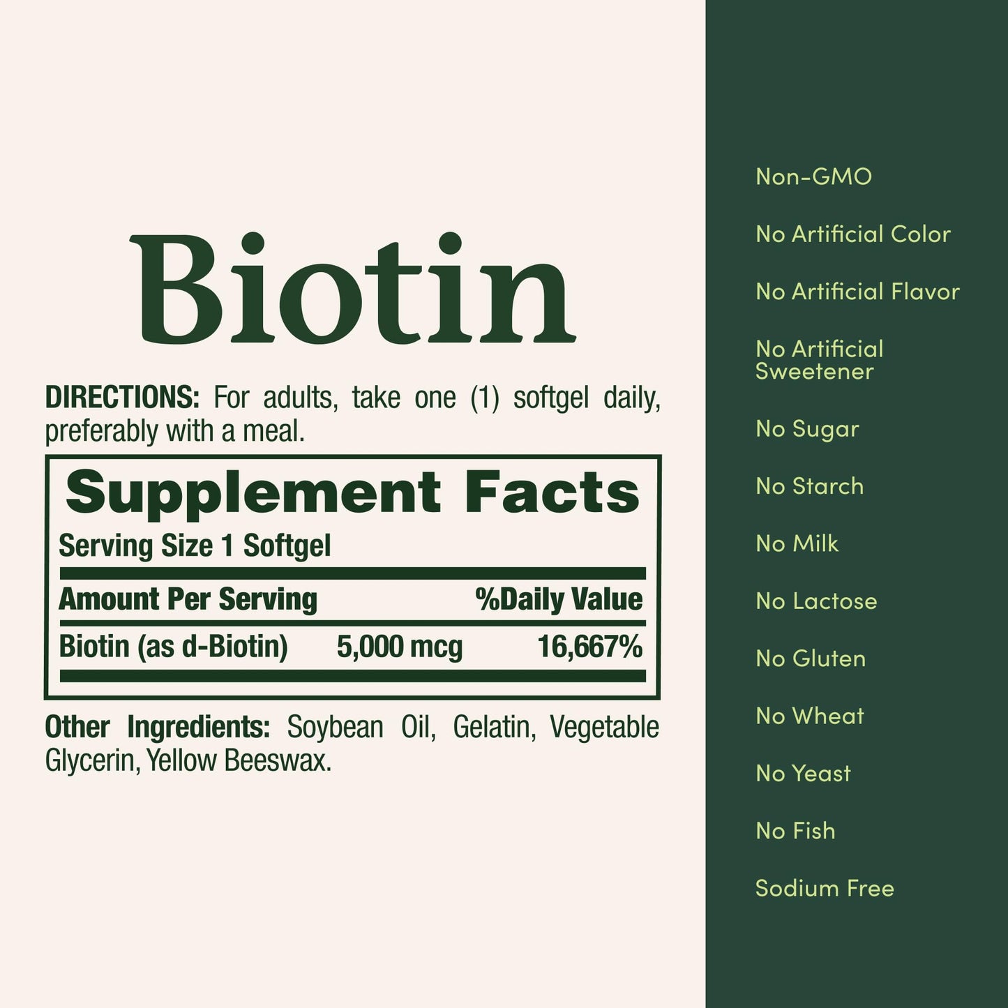 Nature's Bounty Biotin 5000 mcg | Supports Metabolism and Healthy Hair, Skin & Nails | 72 Softgels