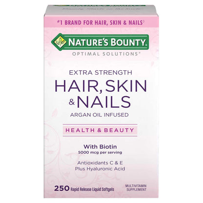 Nature's Bounty Biotin 5000 mcg Hair Skin Nails - 2x 250 Softgels Extra Strength