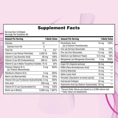 Nature's Bounty Biotin 5000 mcg Hair Skin Nails - 2x 250 Softgels Extra Strength