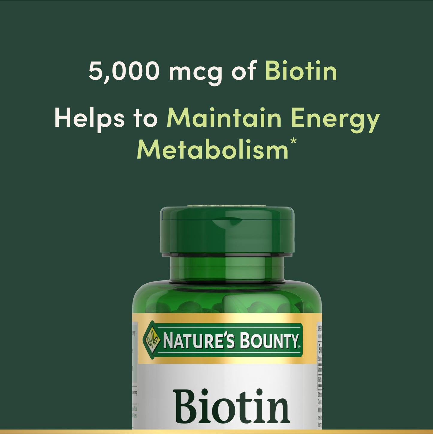 Nature's Bounty Biotin 5000 mcg - Supports Metabolism, Hair, Skin & Nails (150 Softgels)