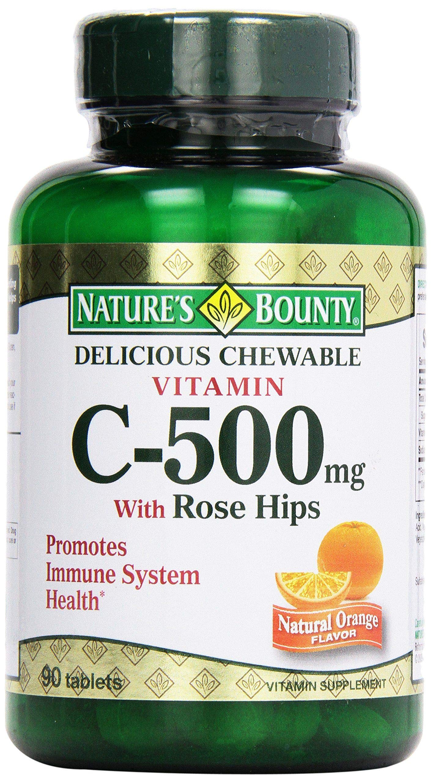 Nature's Bounty C-500 mg Chewable Tablets with Rose Hips - 90 Count