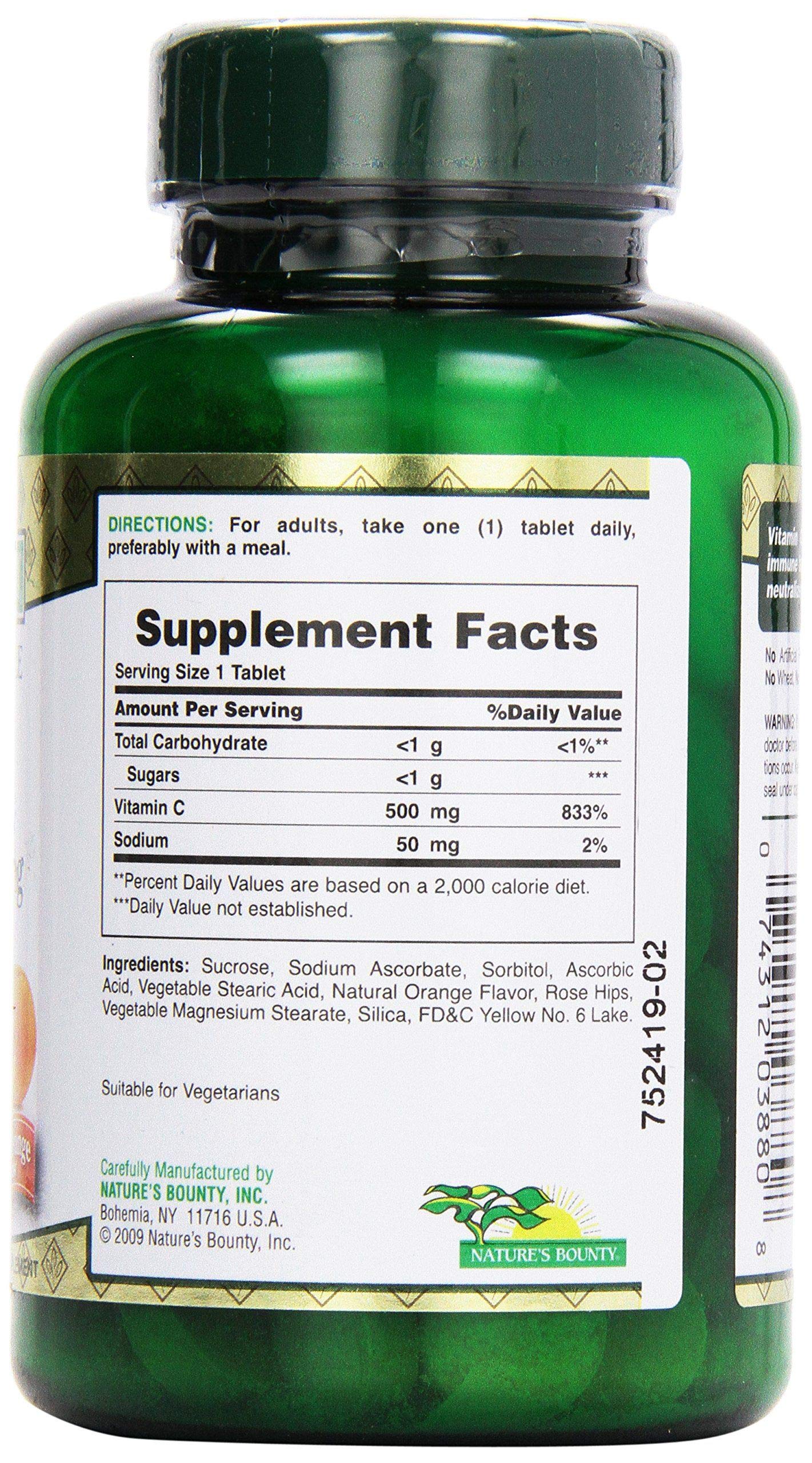 Nature's Bounty C-500 mg Chewable Tablets with Rose Hips - 90 Count