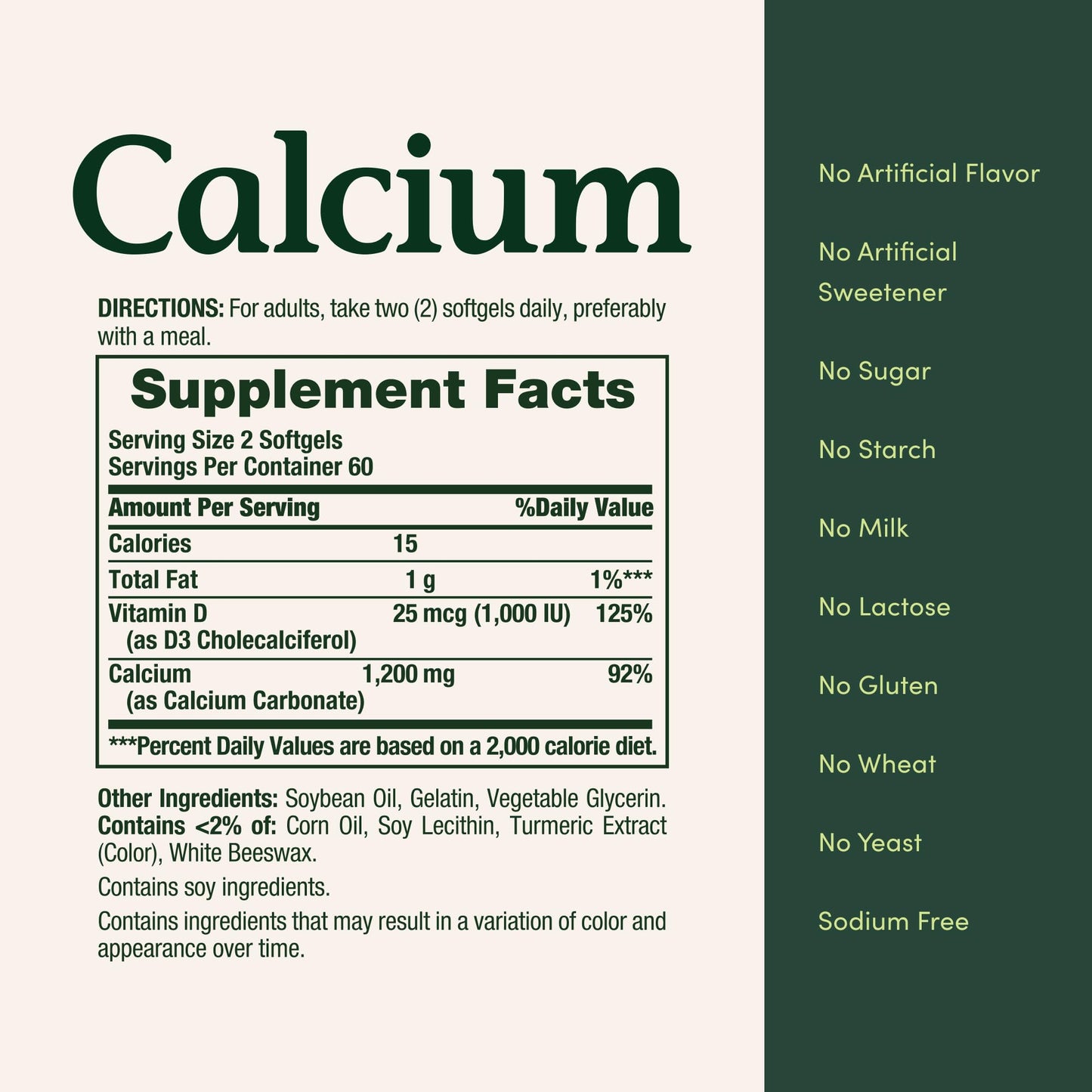 Nature's Bounty Calcium 1200 mg + Vitamin D3 1000 IU Softgels – Bone Health, 120 ct