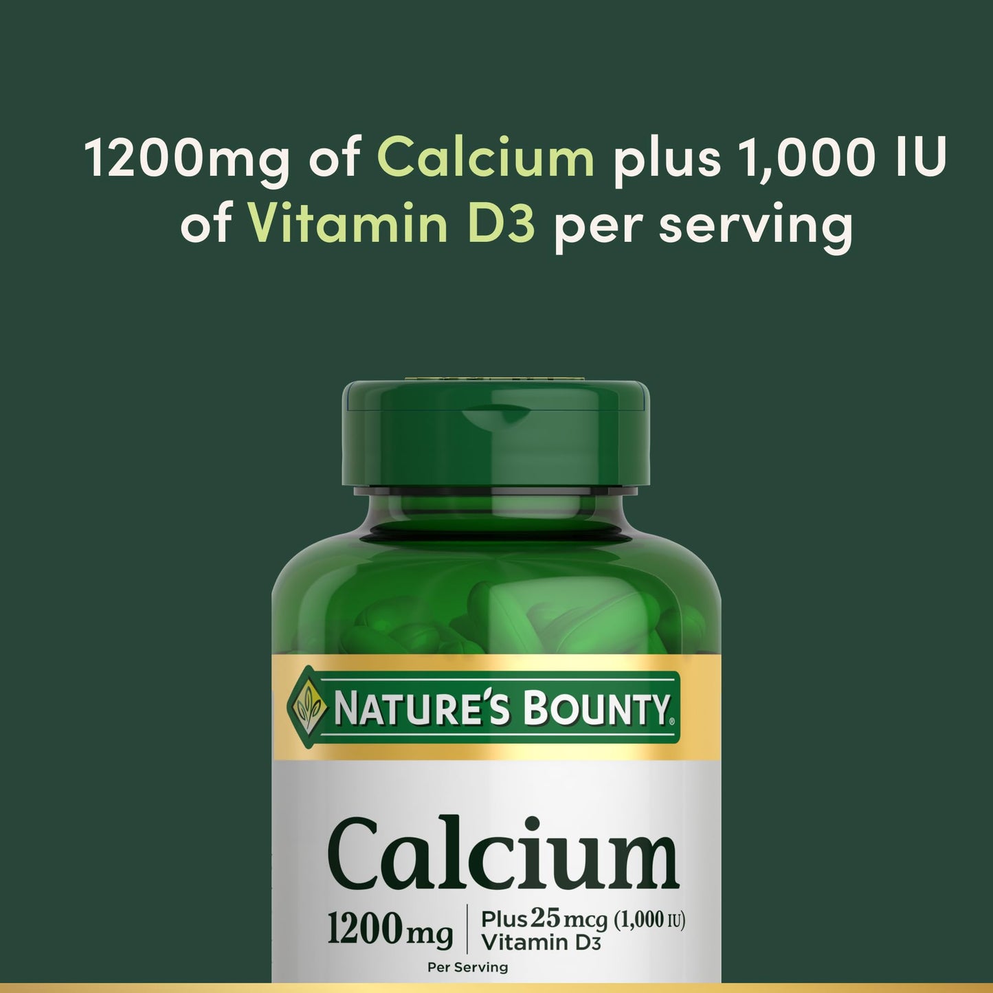 Nature's Bounty Calcium 1200 mg + Vitamin D3 1000 IU Softgels – Bone Health, 120 ct