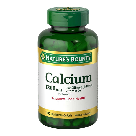 Nature's Bounty Calcium Carbonate & Vitamin D - 1200mg Calcium + 1000IU D3, 120 Softgels BritishVita | Premium UK Vitamins & Wellness Supplements