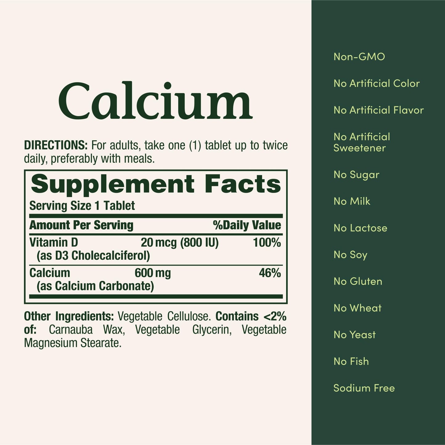 Nature's Bounty Calcium Carbonate + Vitamin D3 - Bone & Immune Support, 600mg Ca, 800IU D3, 250 Tablets