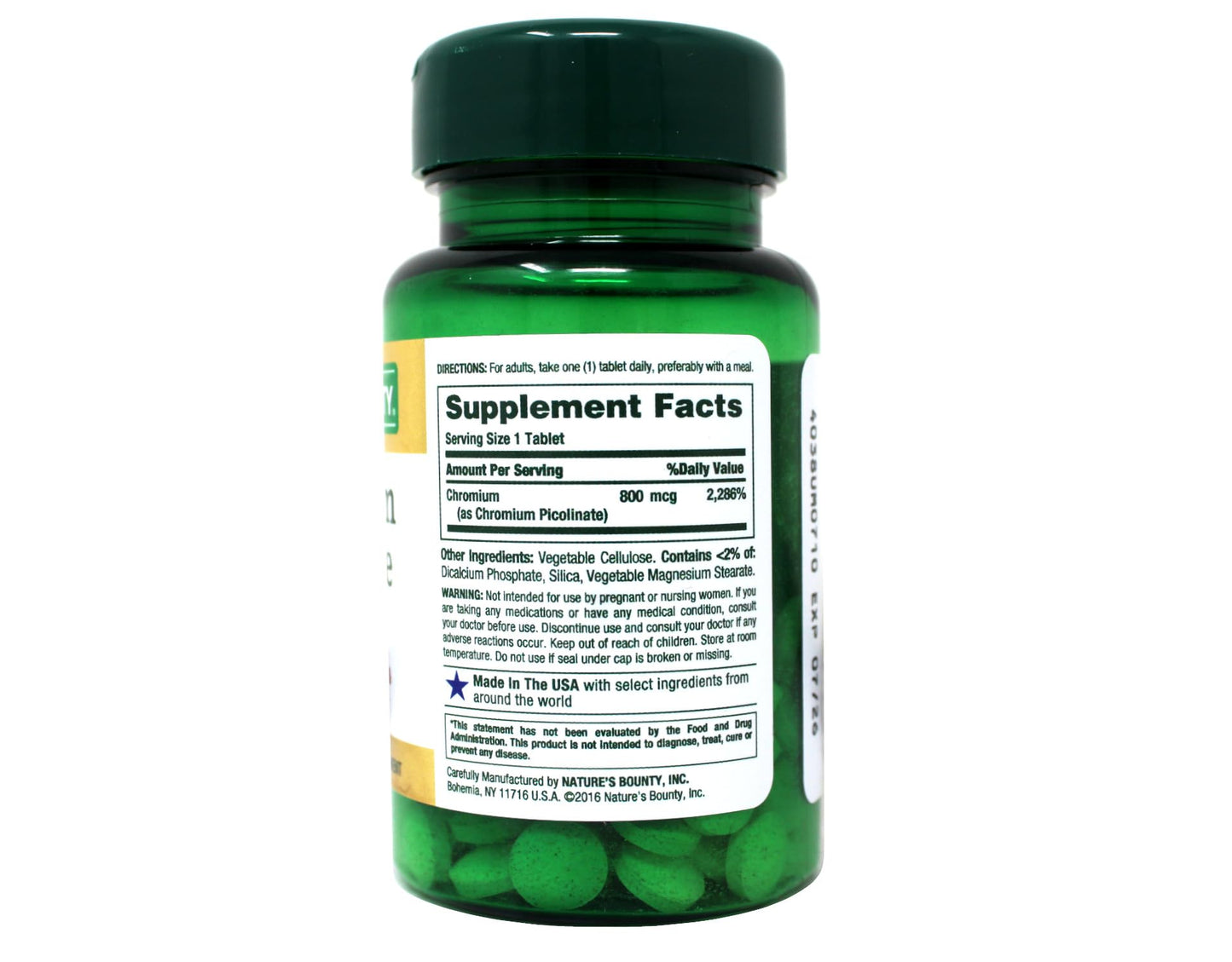 Nature's Bounty Chromium Picolinate 800 mcg Tablets – Pack of 5 (50 ea)