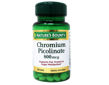 Nature's Bounty Chromium Picolinate 800 mcg Tablets – Pack of 5 (50 ea)