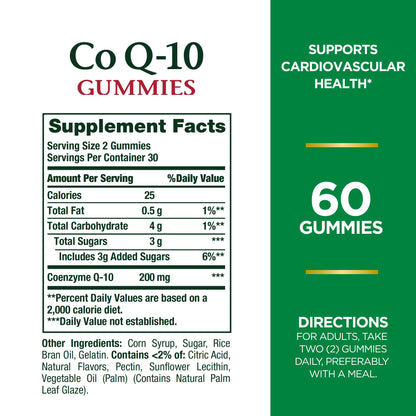 Nature's Bounty CoQ10 Gummies 200 mg – Peach Mango, 60 Count, Heart Health Support
