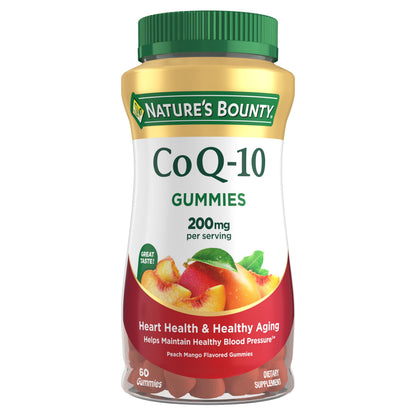 Nature's Bounty CoQ10 Gummies 200 mg – Peach Mango, 60 Count, Heart Health Support