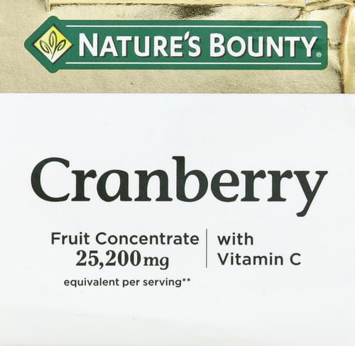 Nature's Bounty Cranberry Dietary Supplement – Urinary Tract & Immune Support, 60 Softgels, 25,200 mg