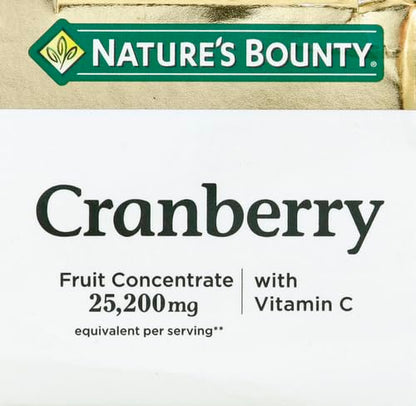 Nature's Bounty Cranberry Dietary Supplement – Urinary Tract & Immune Support, 60 Softgels, 25,200 mg