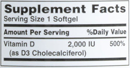 Nature's Bounty Vitamin D3 2000 IU Softgels – 150 Count
