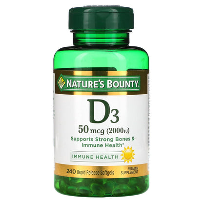 Nature's Bounty D3-2000 IU, 240 Softgels (Pack of 2) | Vitamin D3 Supplement
