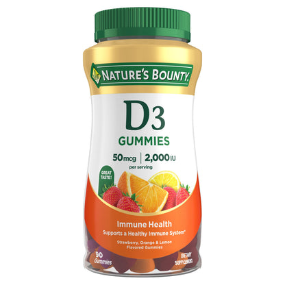 Nature's Bounty Vitamin D3 Gummies – Immune Support (50 mcg/2000 IU) – 90 Gummies