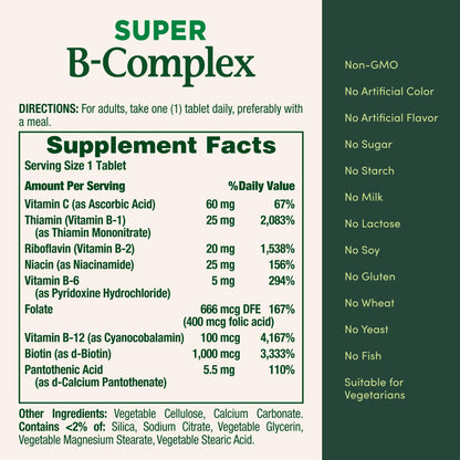 Nature's Bounty Super B-Complex with Vitamin C & Folic Acid – 150 Tablets