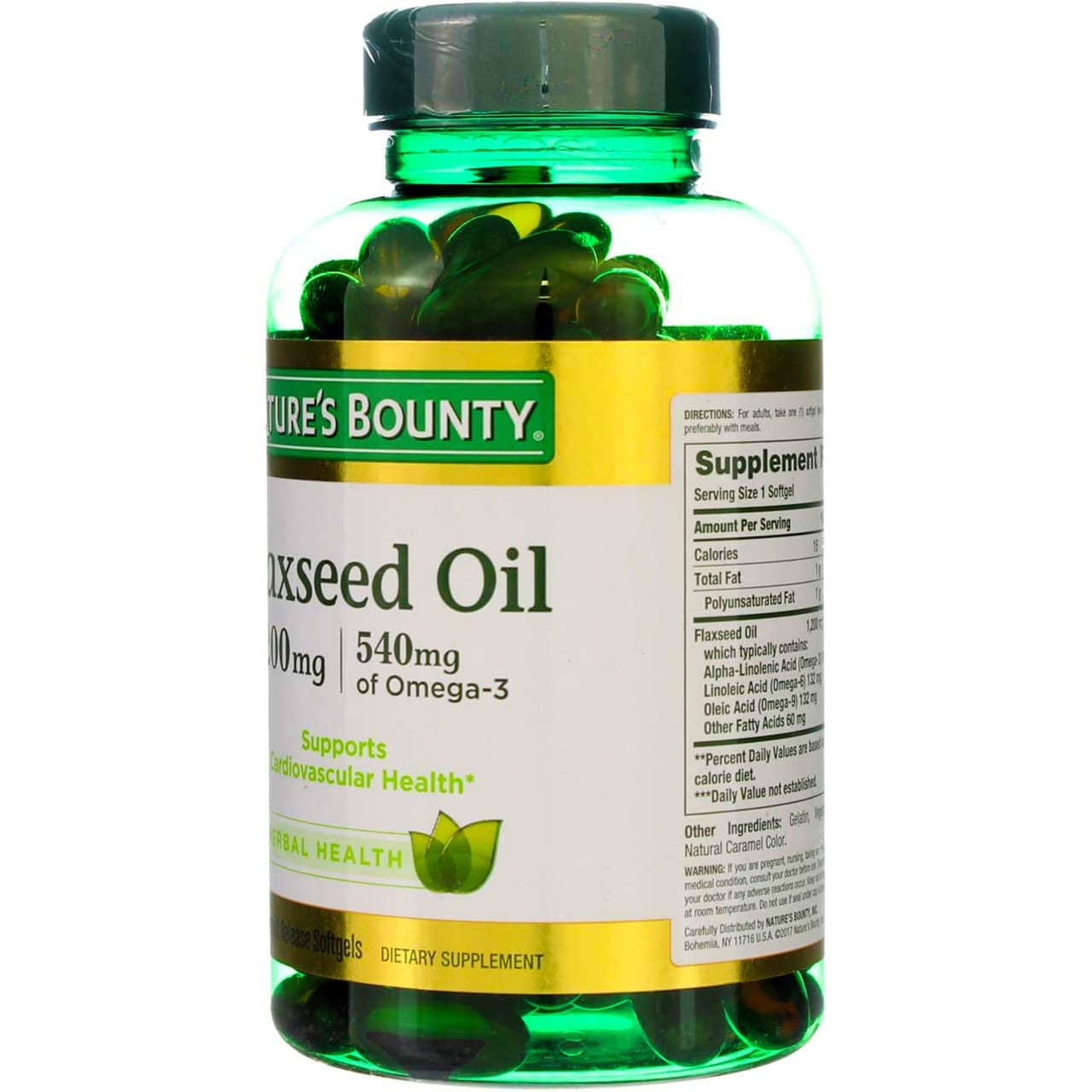 Nature's Bounty Flaxseed Oil 1200 mg, Rapid Release Softgels — Heart Health & Wellness (125 Count, Pack of 2)