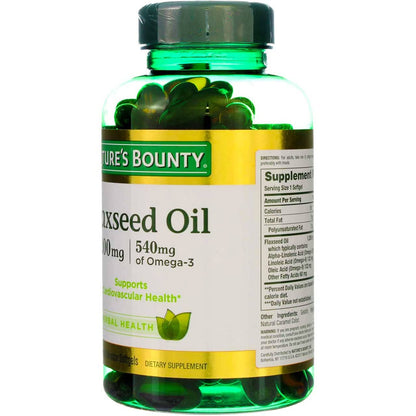 Nature's Bounty Flaxseed Oil 1200 mg, Rapid Release Softgels — Heart Health & Wellness (125 Count, Pack of 2)